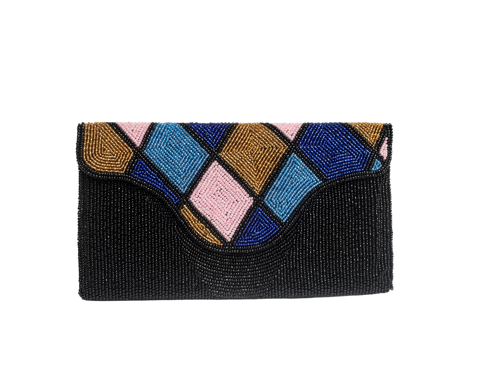 Black Handmade Haitian Women Envelop Clutch Purse Made of Beads