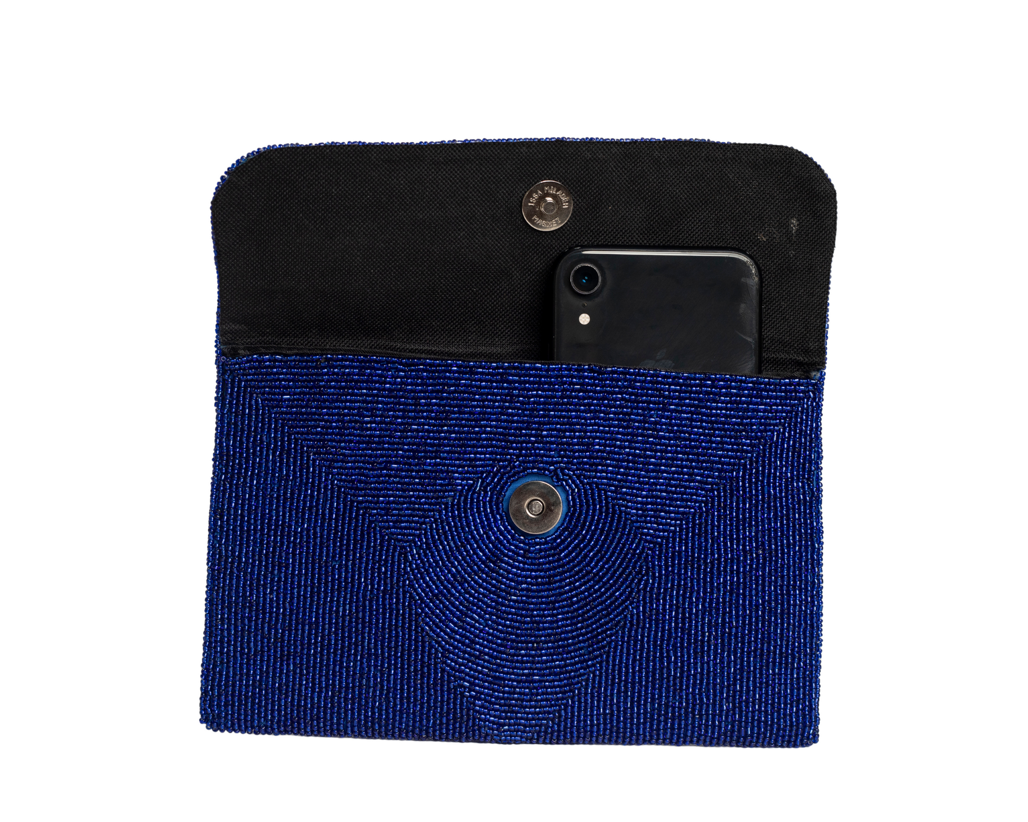 Black and blue Handmade Haitian Women Envelop Clutch Purse Made of Beads