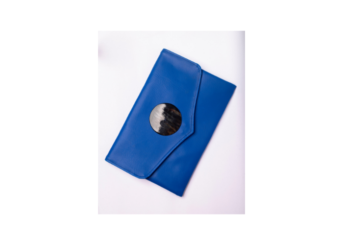 Blue Handmade Women Clutch Purse Leather Envelop