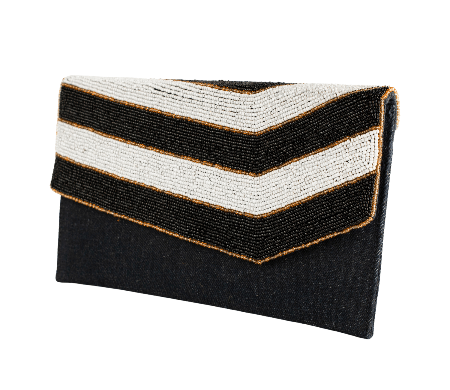 Black Handmade Women Clutch Purse Made of Beads