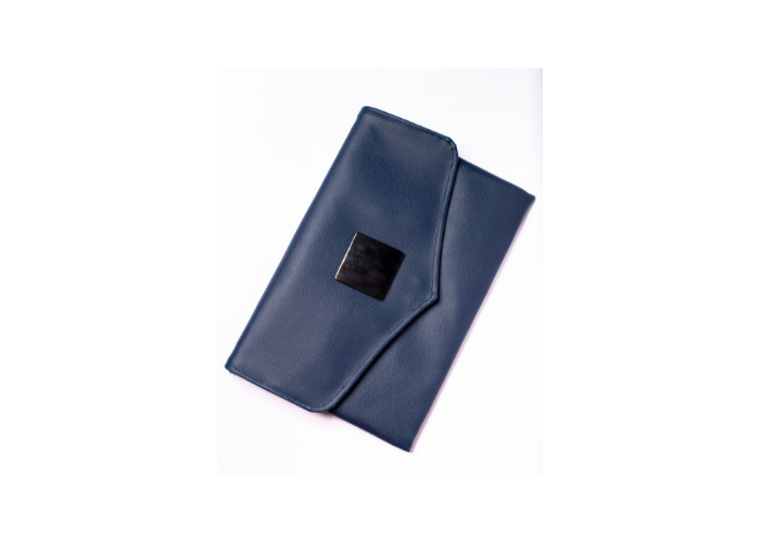 Dark Blue Handmade Women Clutch Purse Leather Envelop