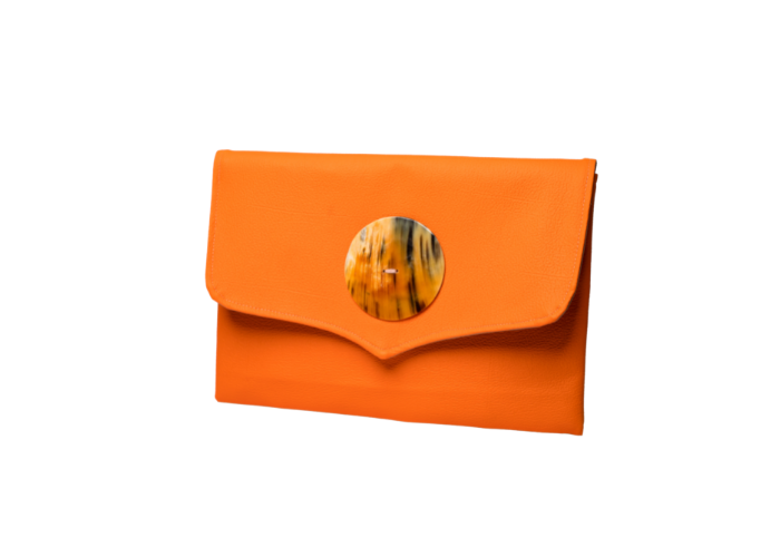 Orange Handmade Women Clutch Purse Leather Envelop